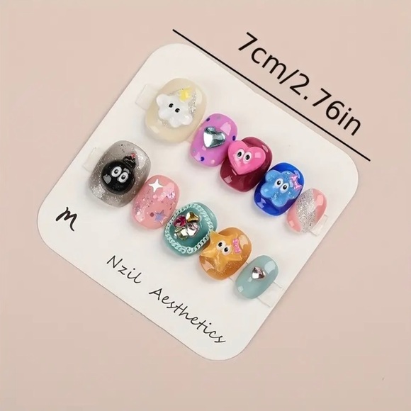 Charm Press-On Nails Short Trending Cute Discount - Picture 4 of 6